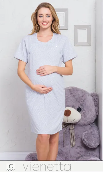 tehotenská nočná košeľa šedá XL bodkovaná