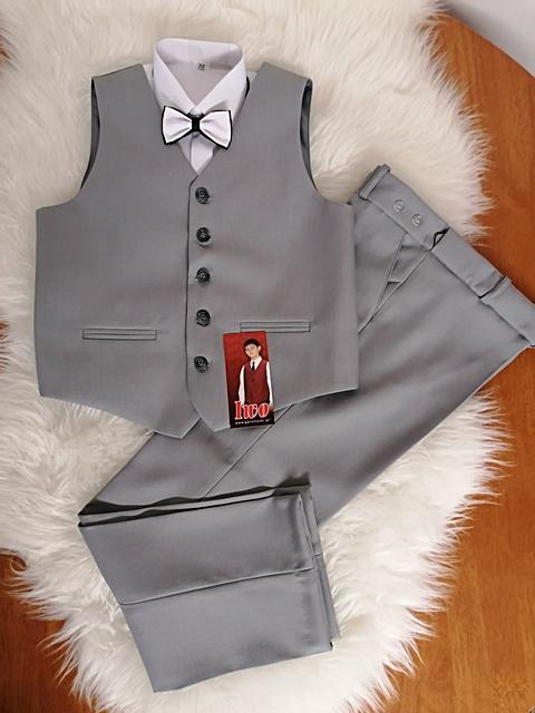 chlapčenský elegantný oblek IWO veľ. 92 - sivý
