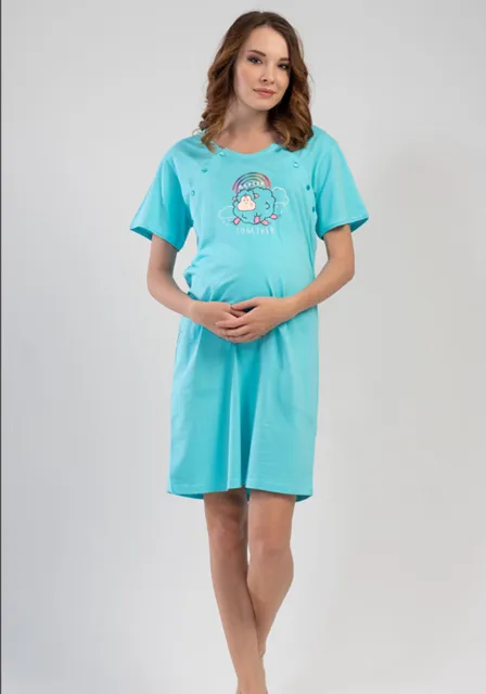 tehotenská nočná košeľa tyrkysová XL ovečka