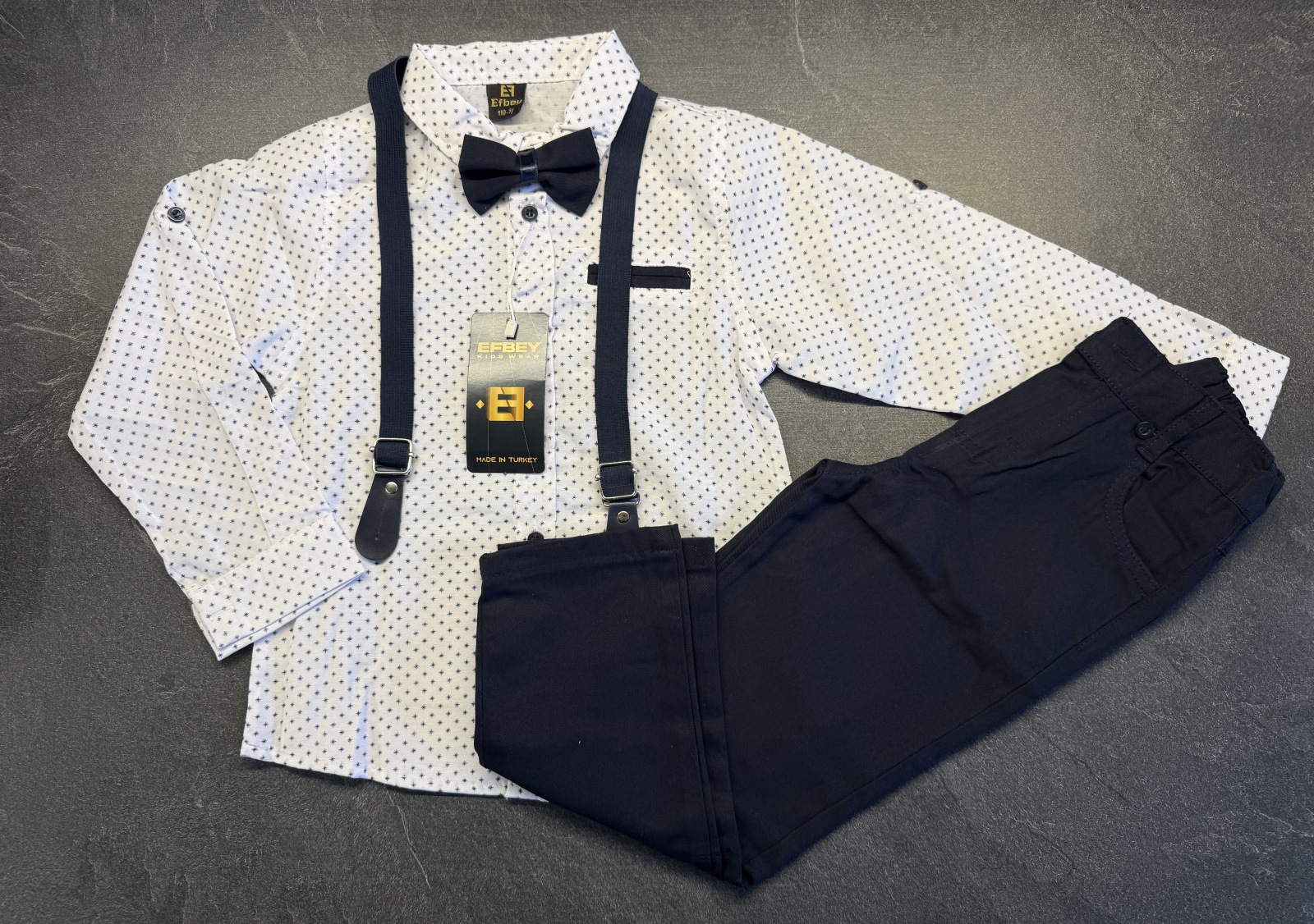 súprava elegant s trakmi - tmavomodrá a9 veľ. 128