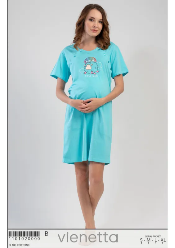 tehotenská nočná košeľa tyrkysová Better TOGEDHER