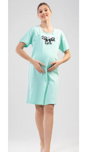 tehotenská nočná košeľa mentolová XXL panda here