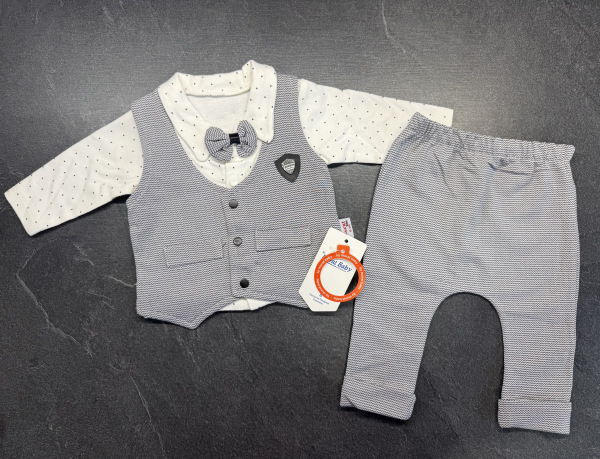 elegantná kojenecká súprava s vestou sivá veľ. na 9-12 mes.