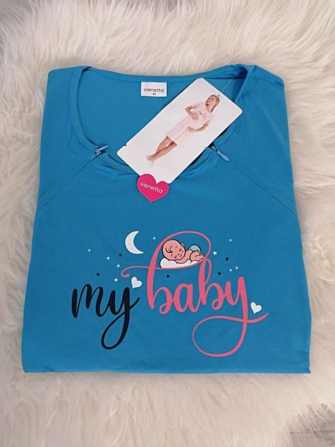 tehotenská nočná košeľa na zips modrá XL my baby