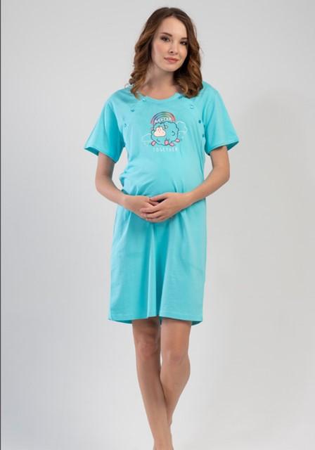 tehotenská nočná košeľa tyrkysová XXL ovečka