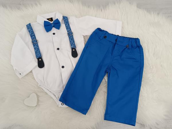 súprava elegant s body biela - kráľovská modrá veľ. 86