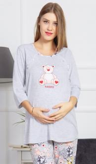 tehotenské pyžamo happy - šedé veľ. S