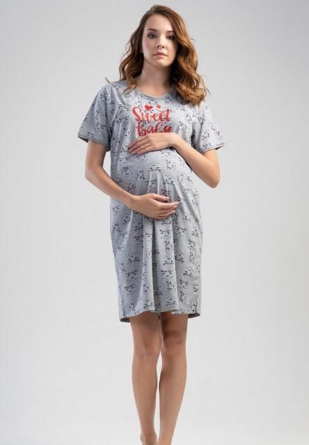 tehotenská nočná košeľa šedá S ovečky