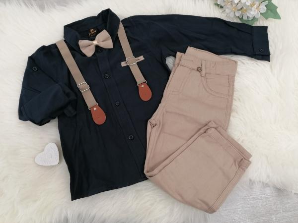 súprava elegant s trakmi tmavomodrá - béžová 2 veľ. 86