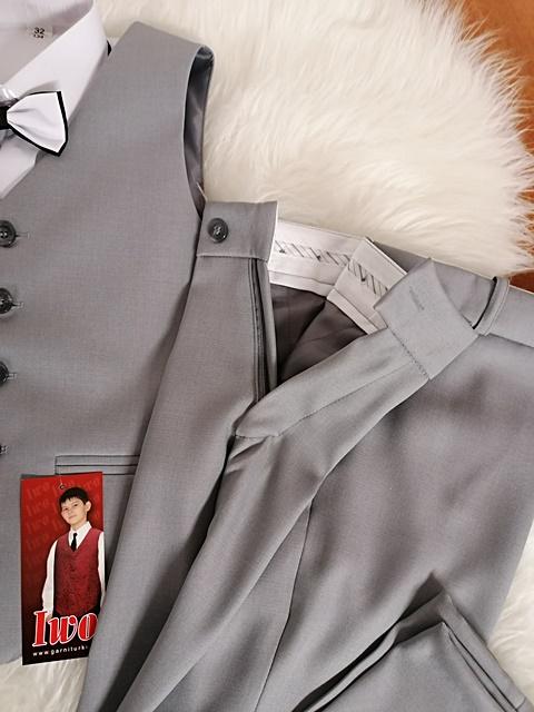 chlapčenský elegantný oblek IWO veľ. 116 sivý