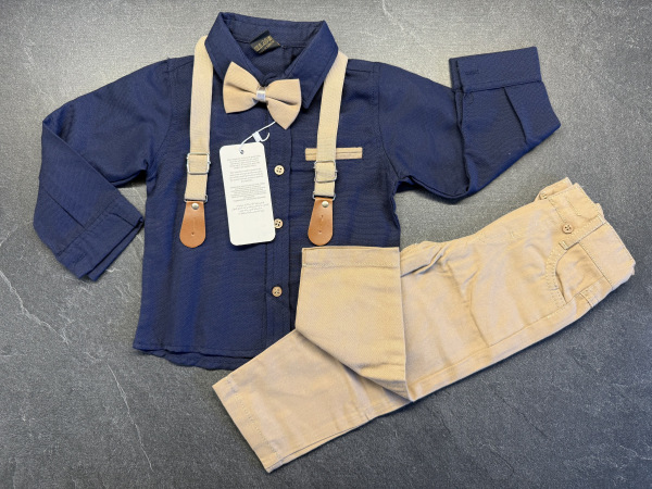 súprava elegant s trakmi tmavomodrá - béžová 2 veľ. 86 1