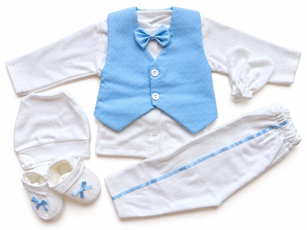 Smotanovo-modrý chlapčenský set na krst – Azure