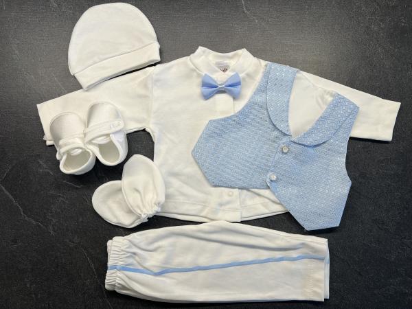 chlapčenské oblečenie na krst smotanová-modrá 17 veľ. cca 68