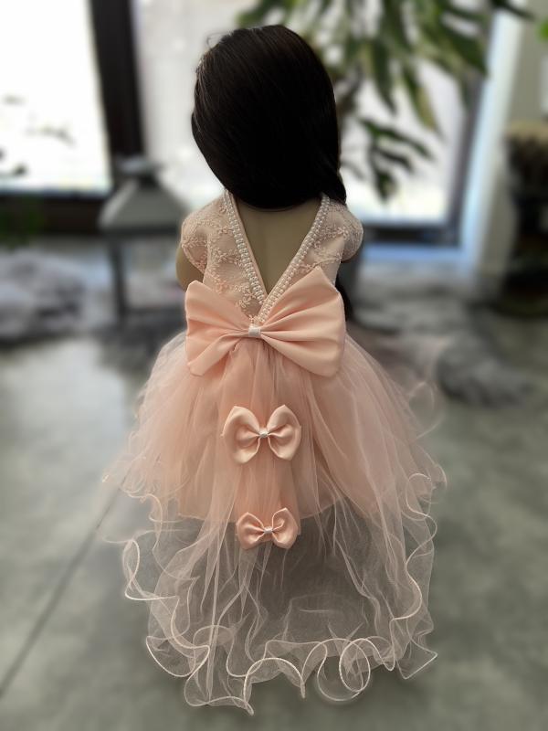 Dievčenské šaty na krst s body broskyňová 27 2