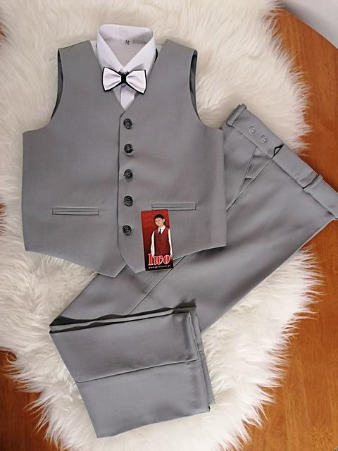 chlapčenský elegantný oblek IWO veľ. 152 - sivý