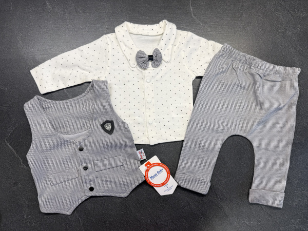 elegantná kojenecká súprava s vestou sivá veľ. na 3-6 mes. 1