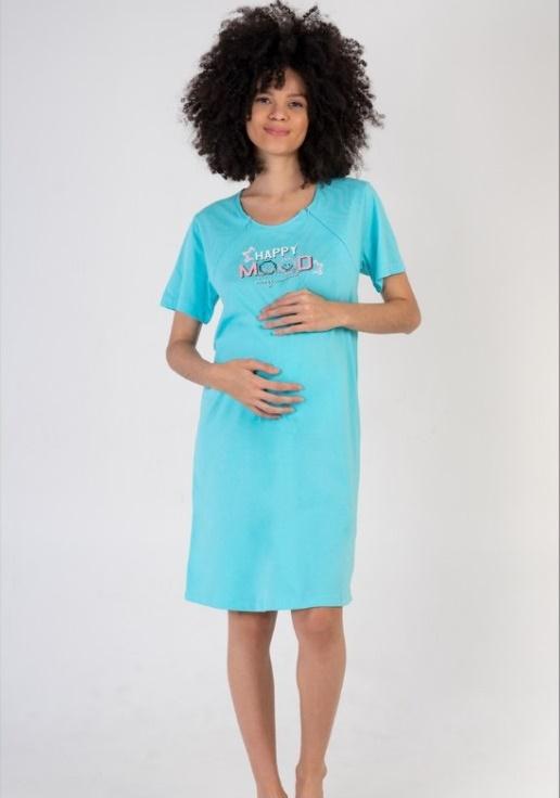 tehotenská nočná košeľa na zips mentolová M happy mood