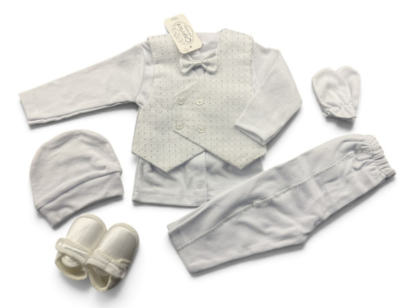 Chlapčenský set na krst – bielo-strieborný Diamond
