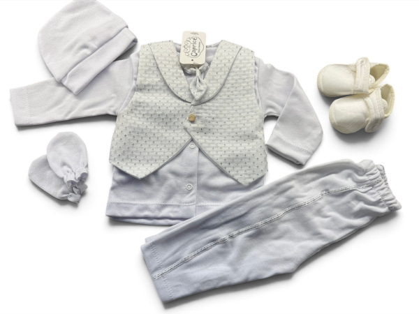 Chlapčenský set na krst – bielo-strieborný Silver 14