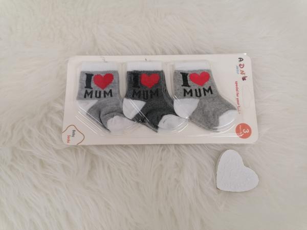 kojenecké ponožky I love mum - šedé