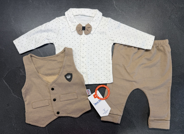 elegantná kojenecká súprava s vestou horčicová veľ. na 6-9 mes. 1