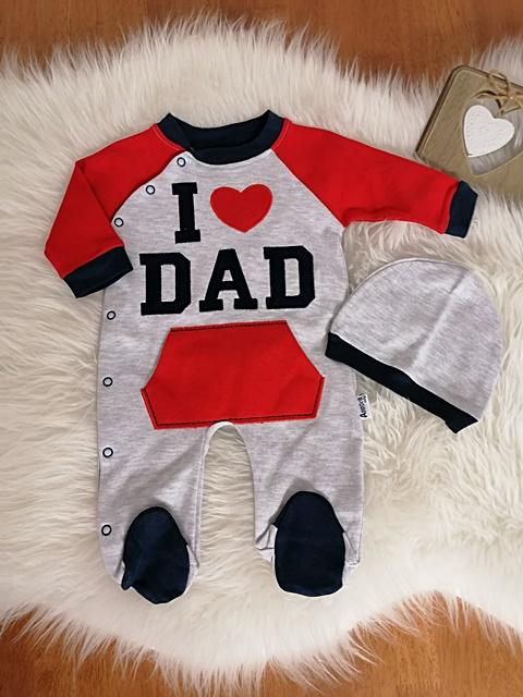 kojenecký overál s čiapkou I love dad veľ. cca 56