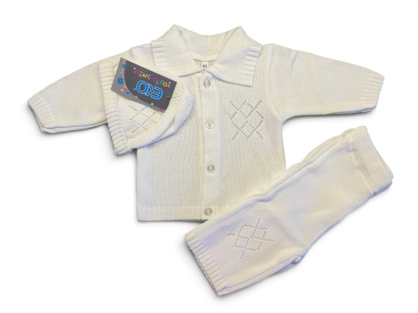 Chlapčenský set na krst – biely Knit CHRZ 15