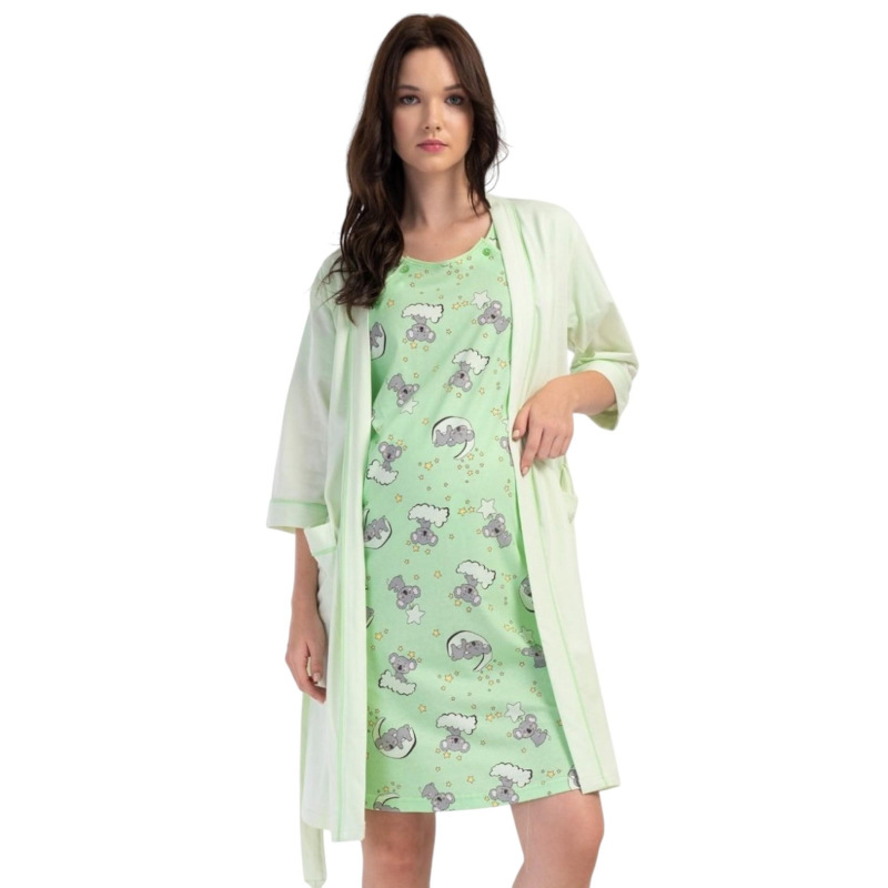 Tehotenská nočná košeľa so županom - koala