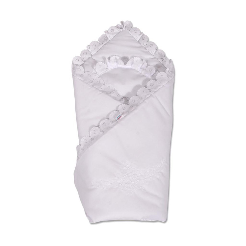 Bavlnená zavinovačka NEW BABY s krajkou - biela