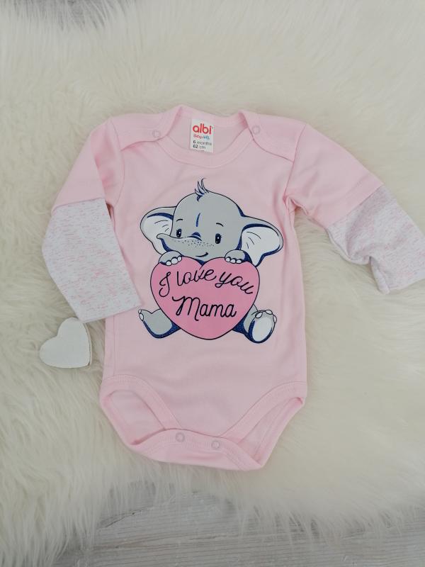 detské body I love you mama - ružové veľ. 74