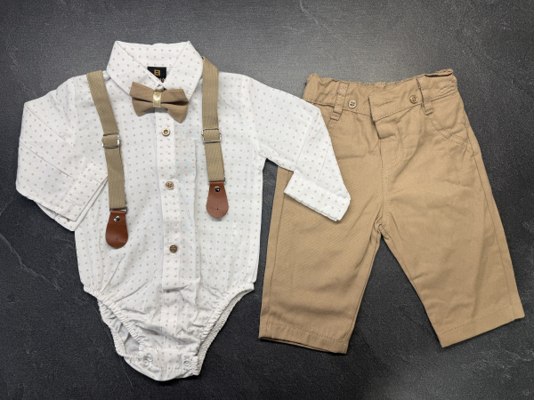 súprava elegant s body vzorovaná - béžová 5 veľ. 74