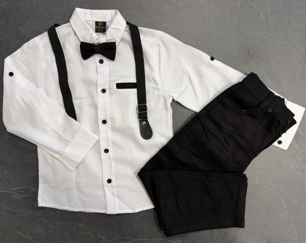 4 dielny čierný elegantný set pre deti s trakmi 1