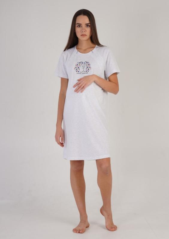 tehotenská nočná košeľa na zips šedá XL ježkovia