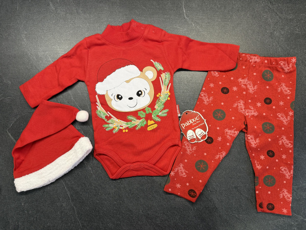 3 dielny vianočný set pre bábätká - opička