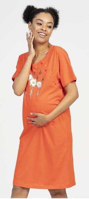 tehotenská nočná košeľa koralová XXL margarétky