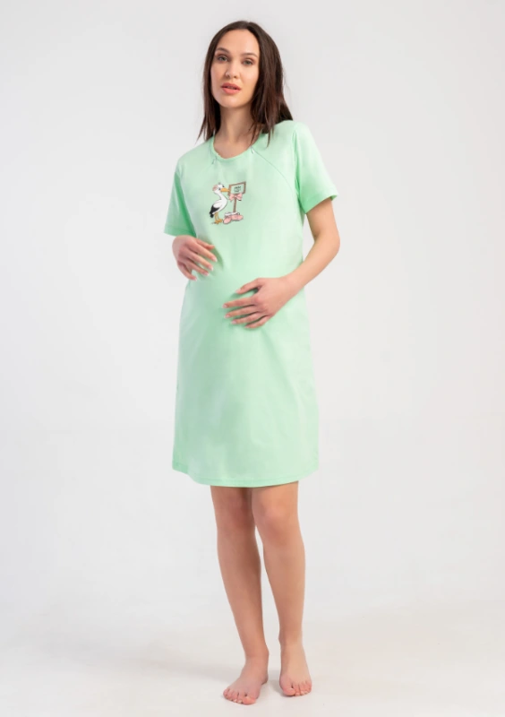 Materská nočná košeľa na zips bocian 1