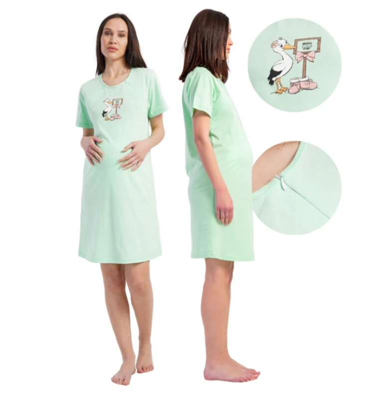 Materská nočná košeľa na zips bocian