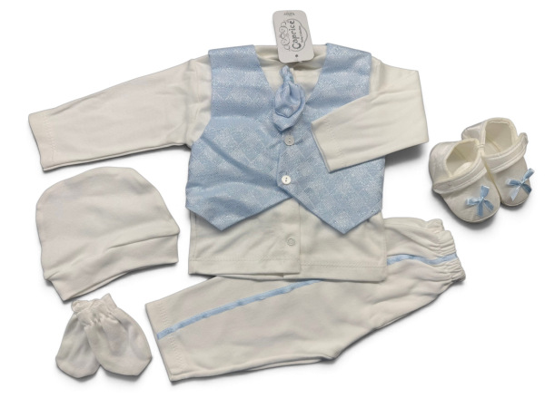 Smotanovo-modrý chlapčenský set na krst – Blue