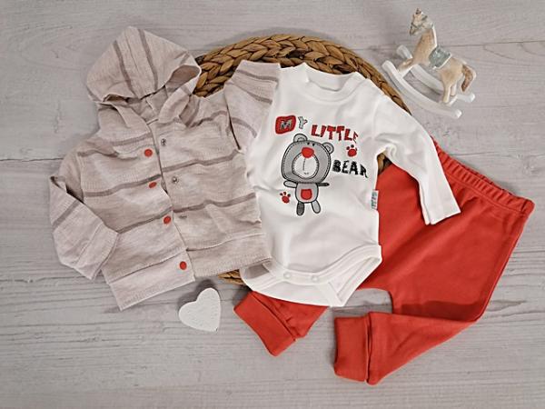 kojenecká súprava s body little bear - tehlová veľ. 56