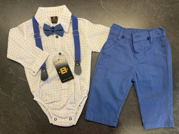 súprava elegant s body vzorovaná - modrá 3 veľ. 86