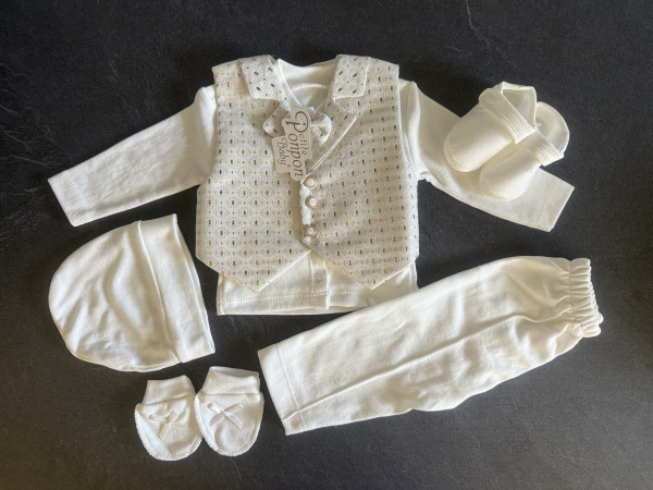 Chlapčenský set na krst - smotanová 33
