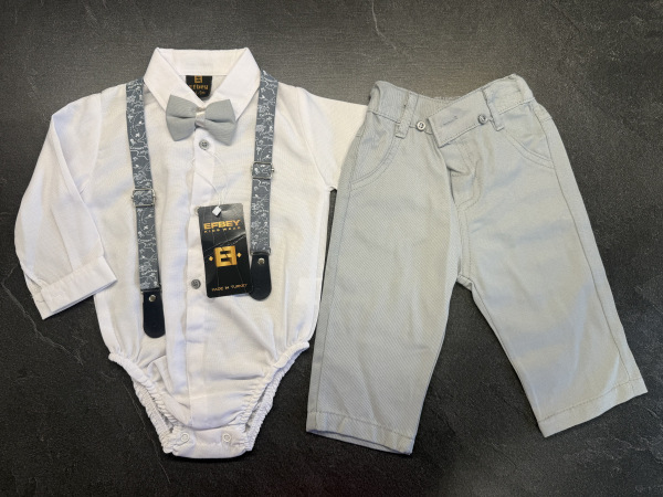 súprava elegant s body biela - sivá veľ. 86