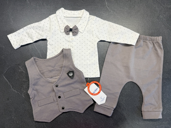 elegantná kojenecká súprava s vestou hnedá veľ. na 0-3 mes. 1