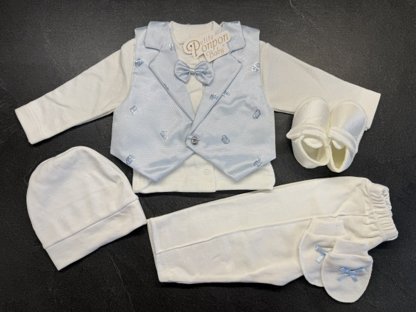 Chlapčenský set na krst modrá korunka