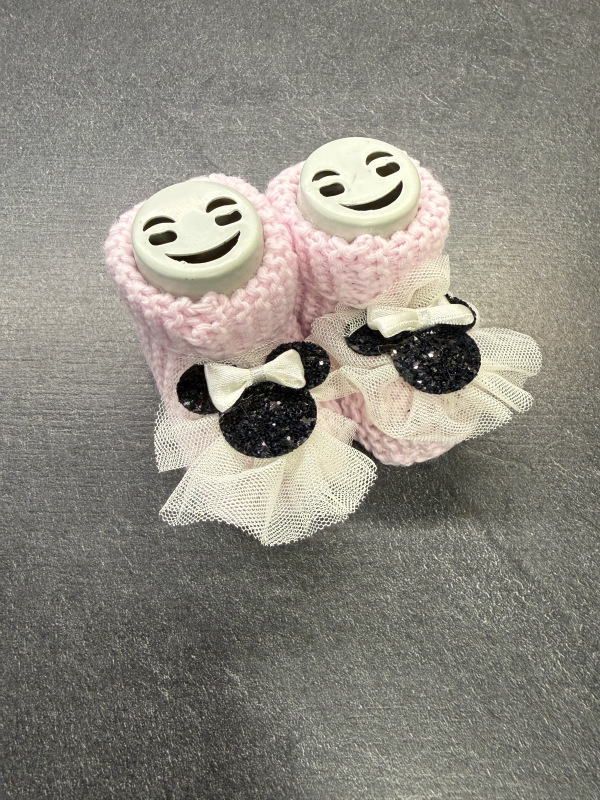 pletené papučky myška - svetloružové