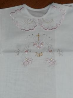 košieľka na krst JHS - ružový lem 1