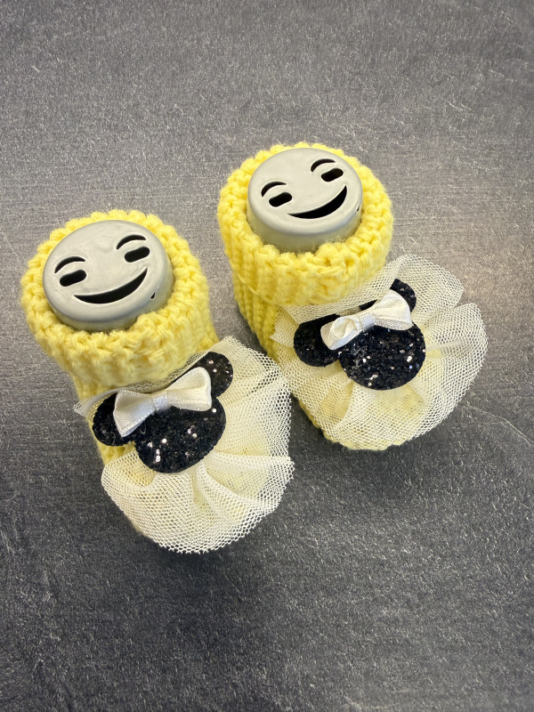 pletené papučky myška - žlté