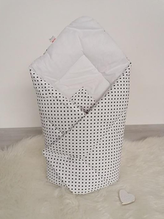 Detská zavinovačka na suchý zips - biela s bodkami 1