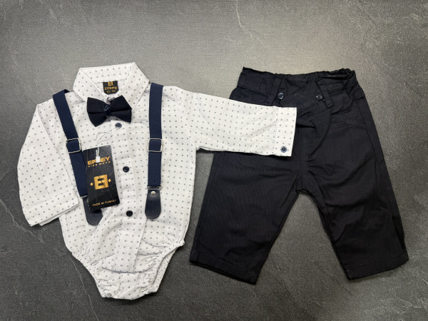 súprava elegant s body vzorovaná - tmavomodrá 3 veľ. 62