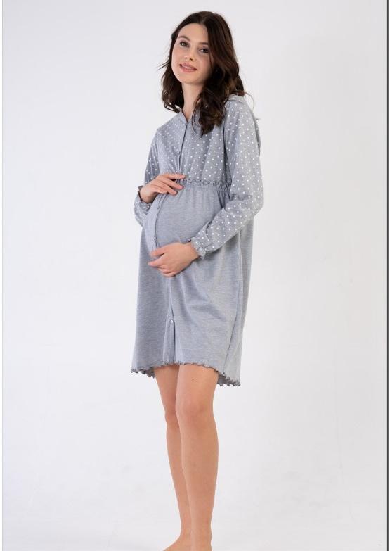 tehotenská nočná košeľa bodkovaná S dlhý rukáv